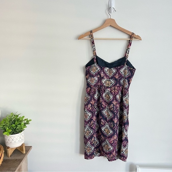 J. Crew Paisley Medallion Dress Sweetheart Neckline Purple Summer Spring 2 - Picture 2 of 8